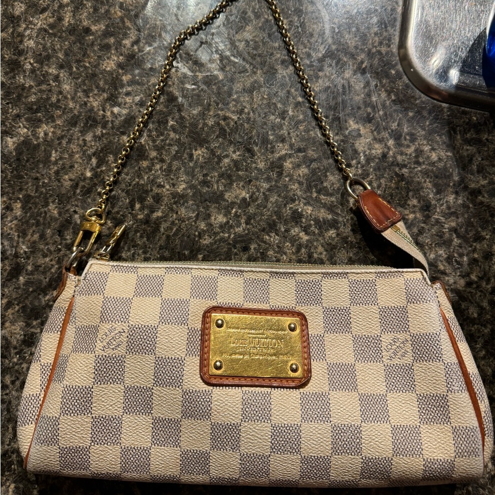 authentic white damier eva clutch louis vuitton purse